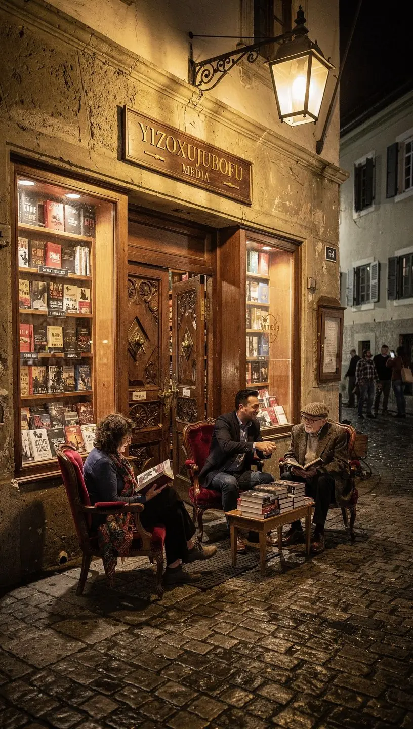 Eine Gruppe von Lesern, die angeregt über die neuesten Kriminalgeschichten in einem Leseclub diskutiert.