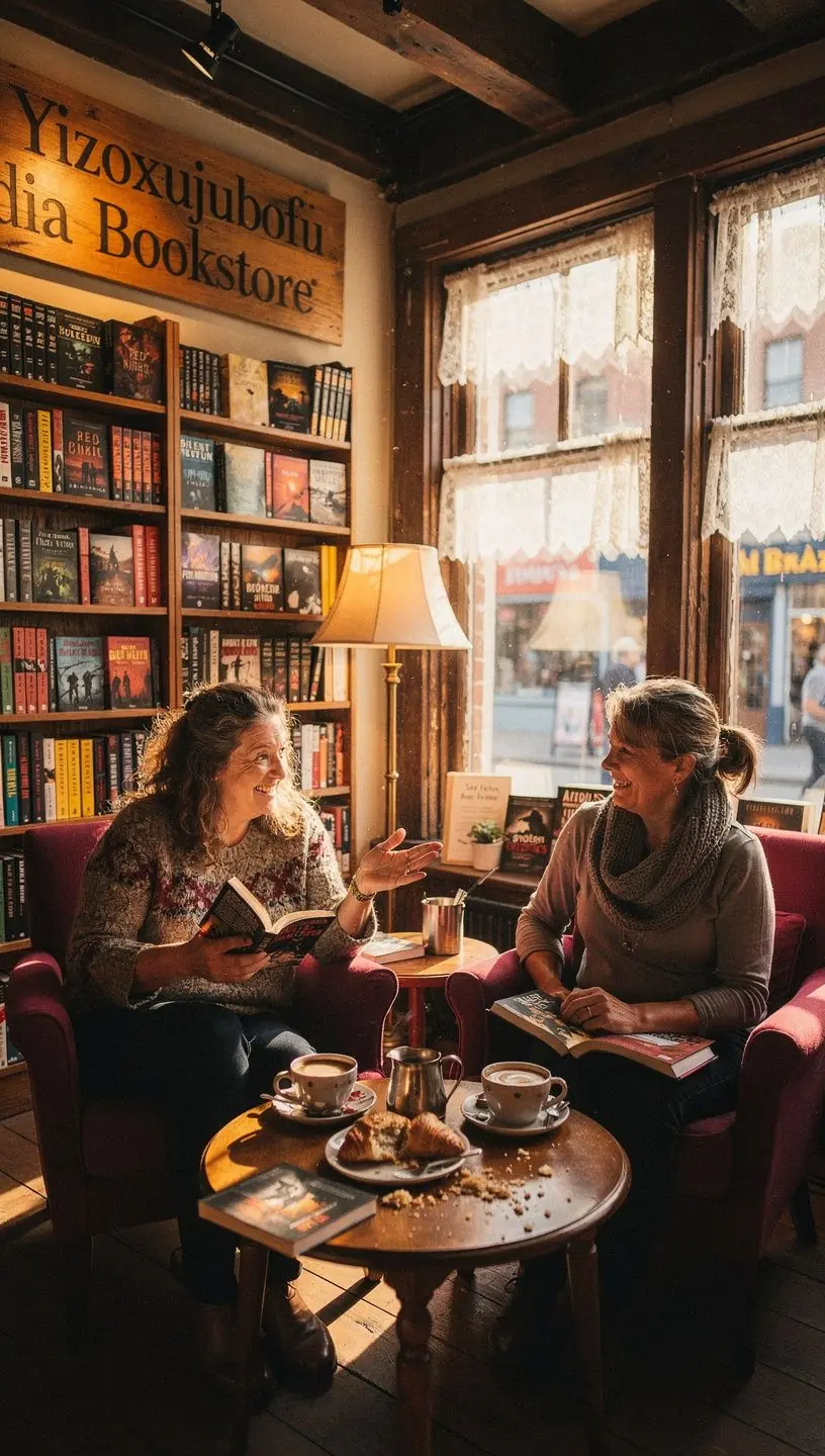 Ein gemütliches Bücherregal mit einer Vielzahl von Kriminalromanen und Detektivgeschichten.